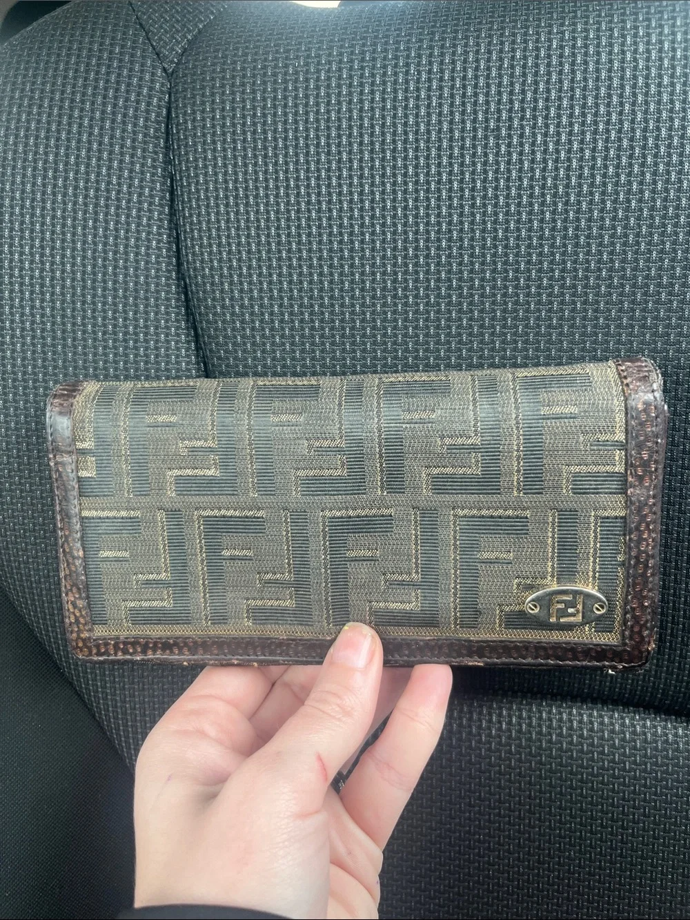 AUTHENTIC Fendi Brown and Gold FF Monogram Continental Wallet
